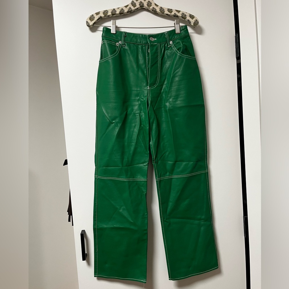 Free People Green Straight Leg Pants